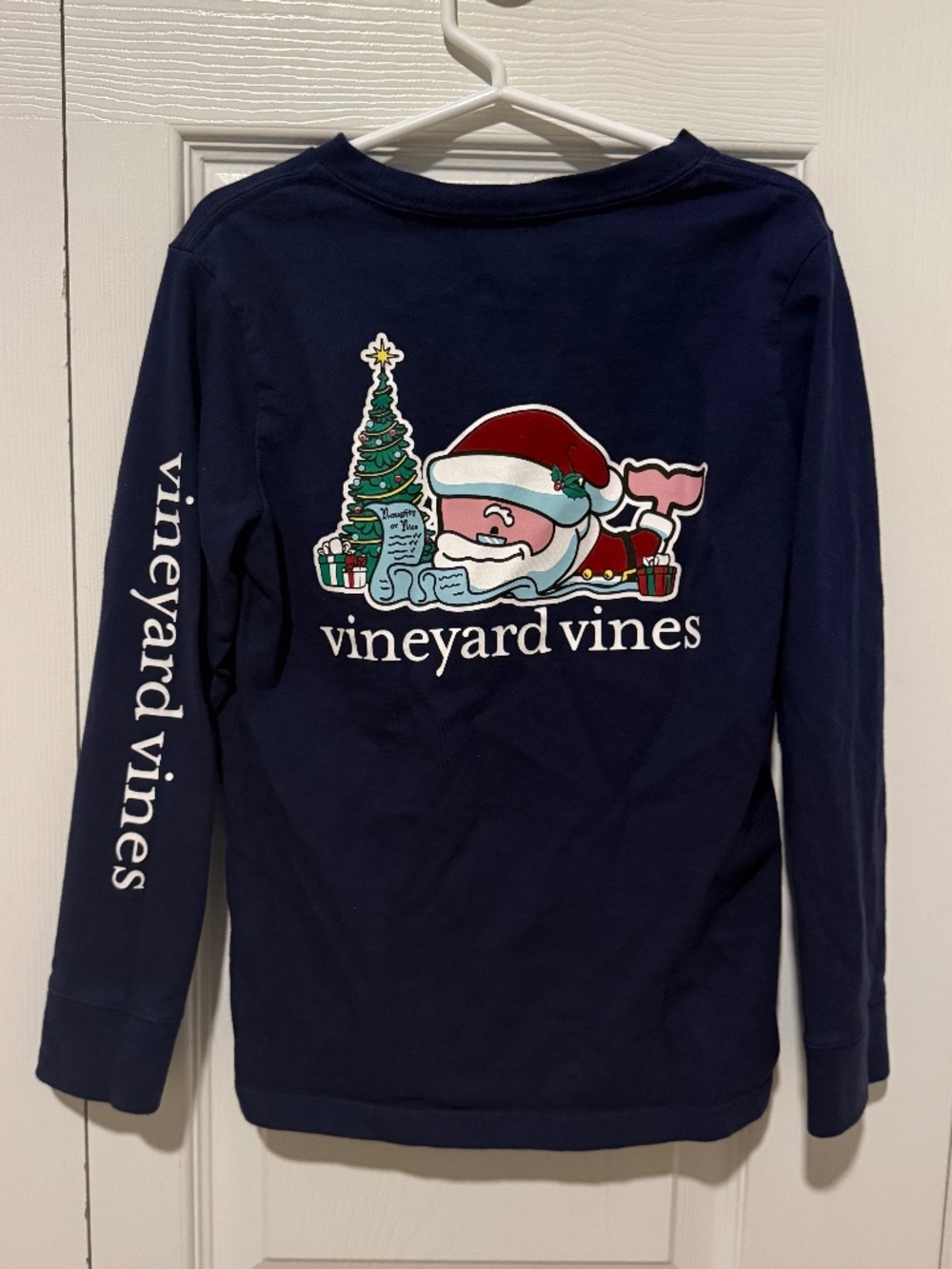 Vineyard Vines Santa Claus Whale Long-Sleeve Pocket Tee - Size 6 Boys